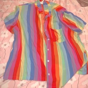 Rainbow button down plus size